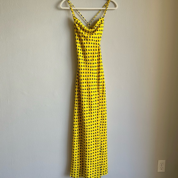 Staud Bellamy Dress in Soleil Calico / Lace Up Backless Maxi Dress w/ Slit - Picture 7 of 16